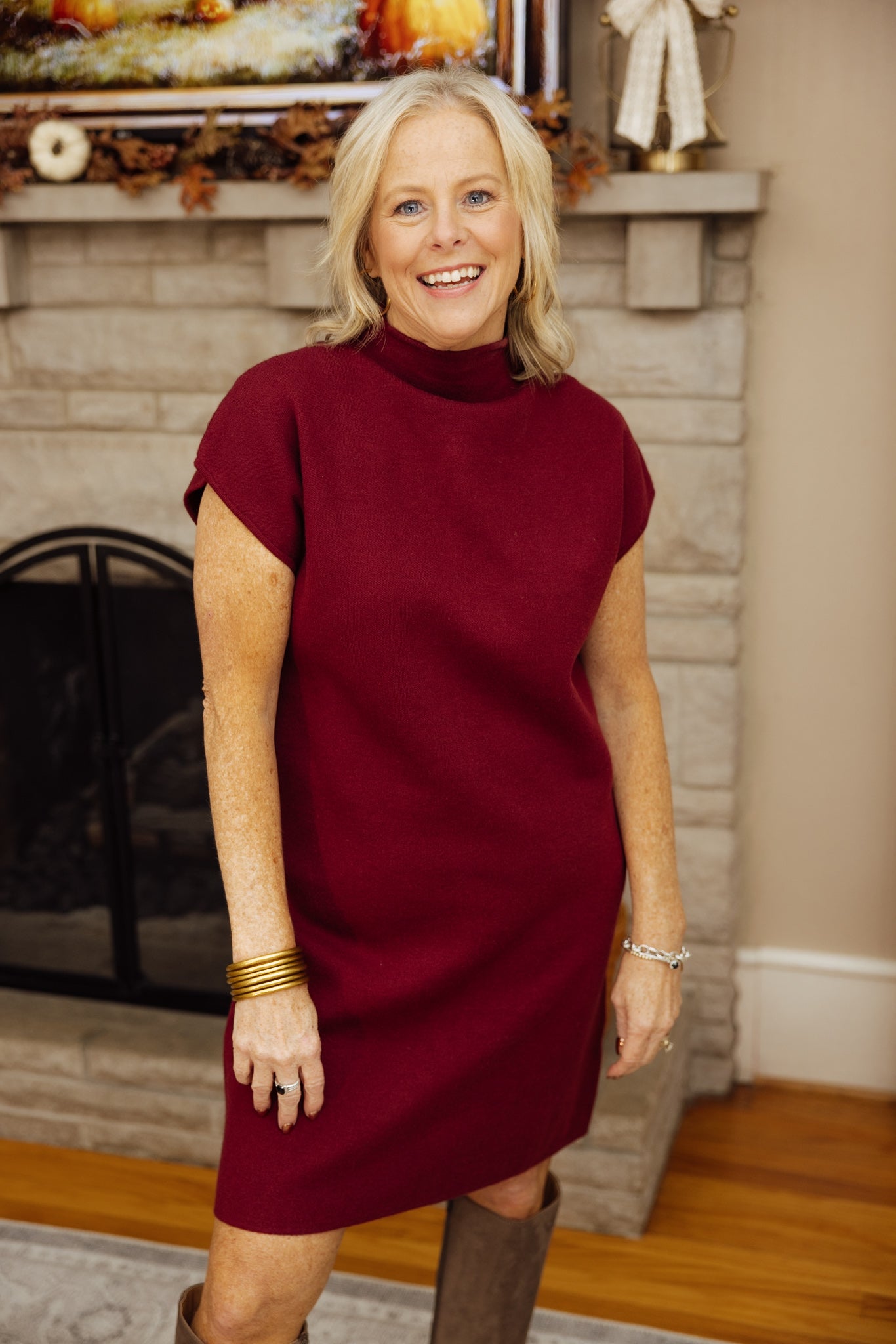 Mock Neck Knit Dress